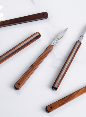 Nattools鸭嘴边油笔手工皮革边油处理复古实木手柄不锈钢边油笔