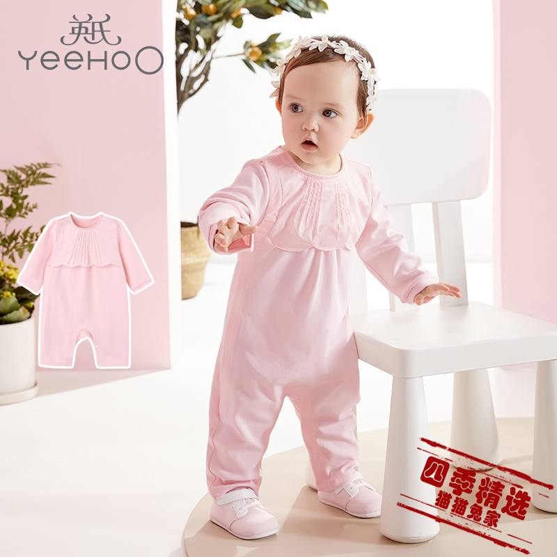 英氏女宝春夏可爱哈衣爬服连体衣