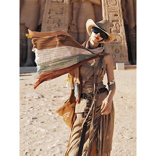 埃及大西北迪拜沙漠旅游穿搭废土风棉麻围巾女头巾丝巾民族风披肩
