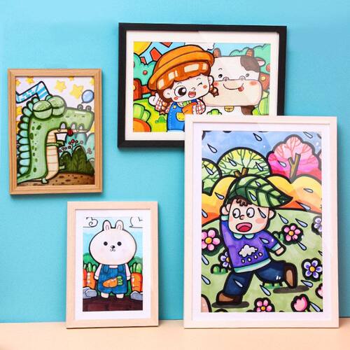 童画画框作品展示装裱8开相框a4木质4k美术画室墙面装饰边框架