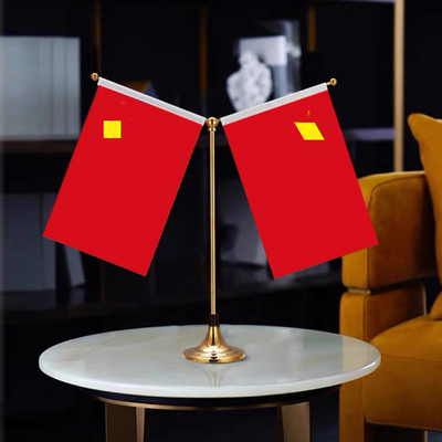 桌面红旗摆件办公室五星红旗摆件装饰品水晶小红旗办公桌国旗摆件