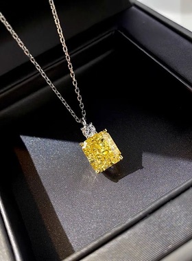 彩宝冰晶黄钻项链女小众简约设计锁骨链水瓶项链百搭气质网红直播
