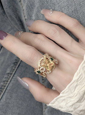 欧美高级感轻奢时尚戒指女小众设计复古高订指环开口气质百搭