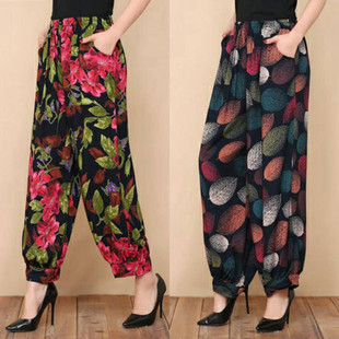 广场舞灯笼裤 特价 大码 高腰长裤 阔腿民族风绵绸妈妈装 2026春夏新款