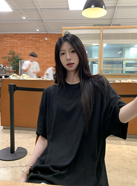 HVIVI 宽松廓形短袖T恤女韩版简约设计感百搭休闲显瘦半袖上衣