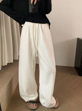 HVIVI宽松垂感糯米休闲裤女秋冬2024新款高腰显瘦阔腿拖地长裤子