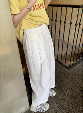 HVIVI百搭简约松紧腰休闲裤女夏轻薄透气宽松显瘦遮胯九分萝卜裤