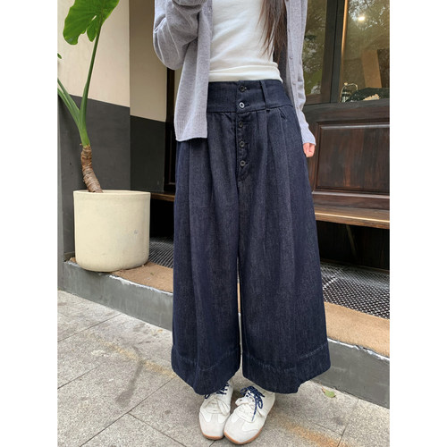经典美式复古加棉设计感牛仔裤