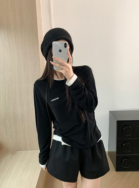 HVIVI舒适莱赛尔假两件长袖T恤女秋冬内搭显瘦百搭打底衫上衣