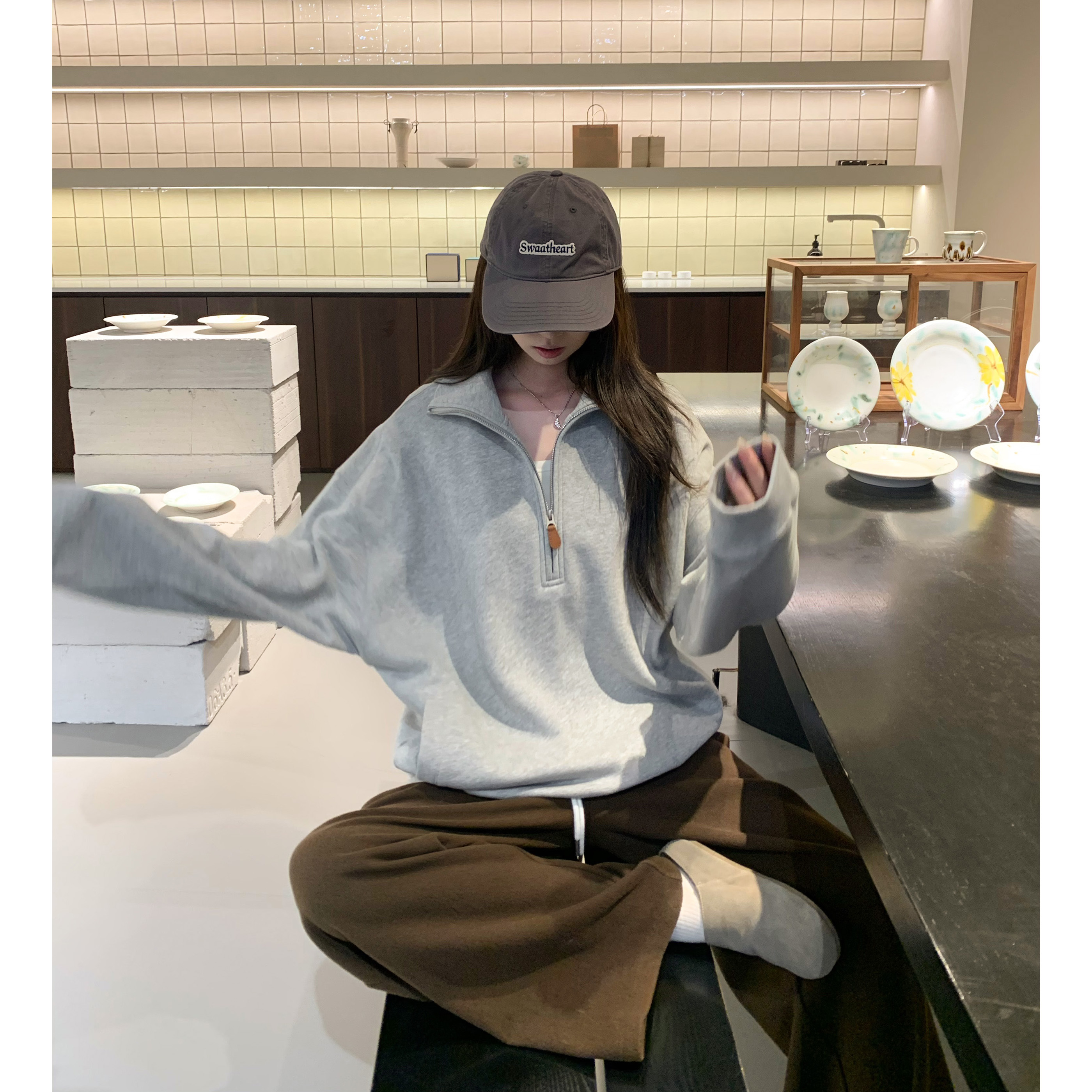 美式运动风休闲拉链立领卫衣