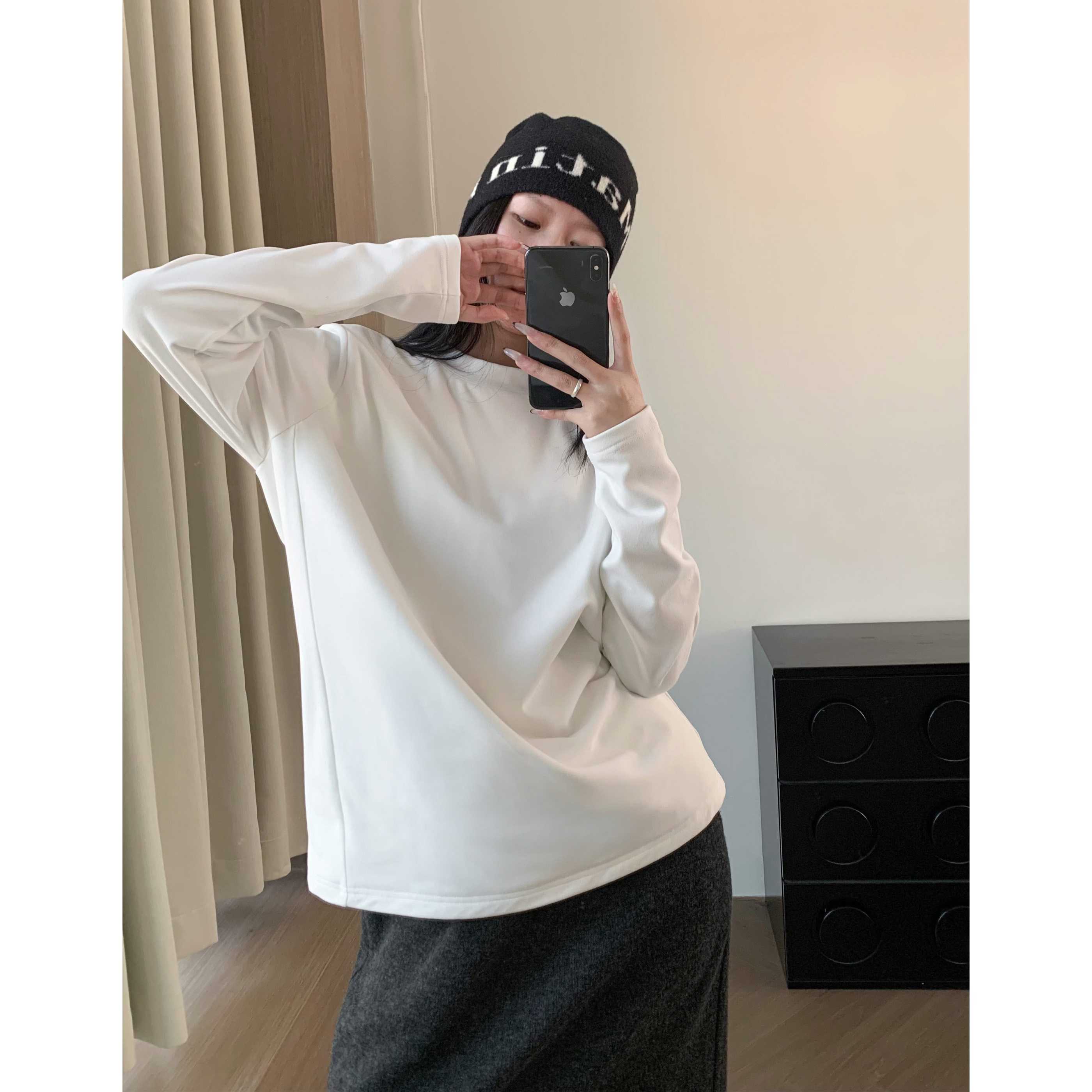 亲肤保暖半高领鹅绒打底T恤