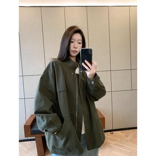 纯棉美式工装牛仔外套中长款夹克