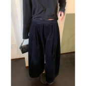 复古条绒灯芯绒阔腿裤 女2026春季 新款 HVIVI 宽松休闲显瘦八分裤