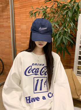 HVIVI 美式印花圆领卫衣女秋季薄款设计感宽松慵懒风休闲百搭上衣