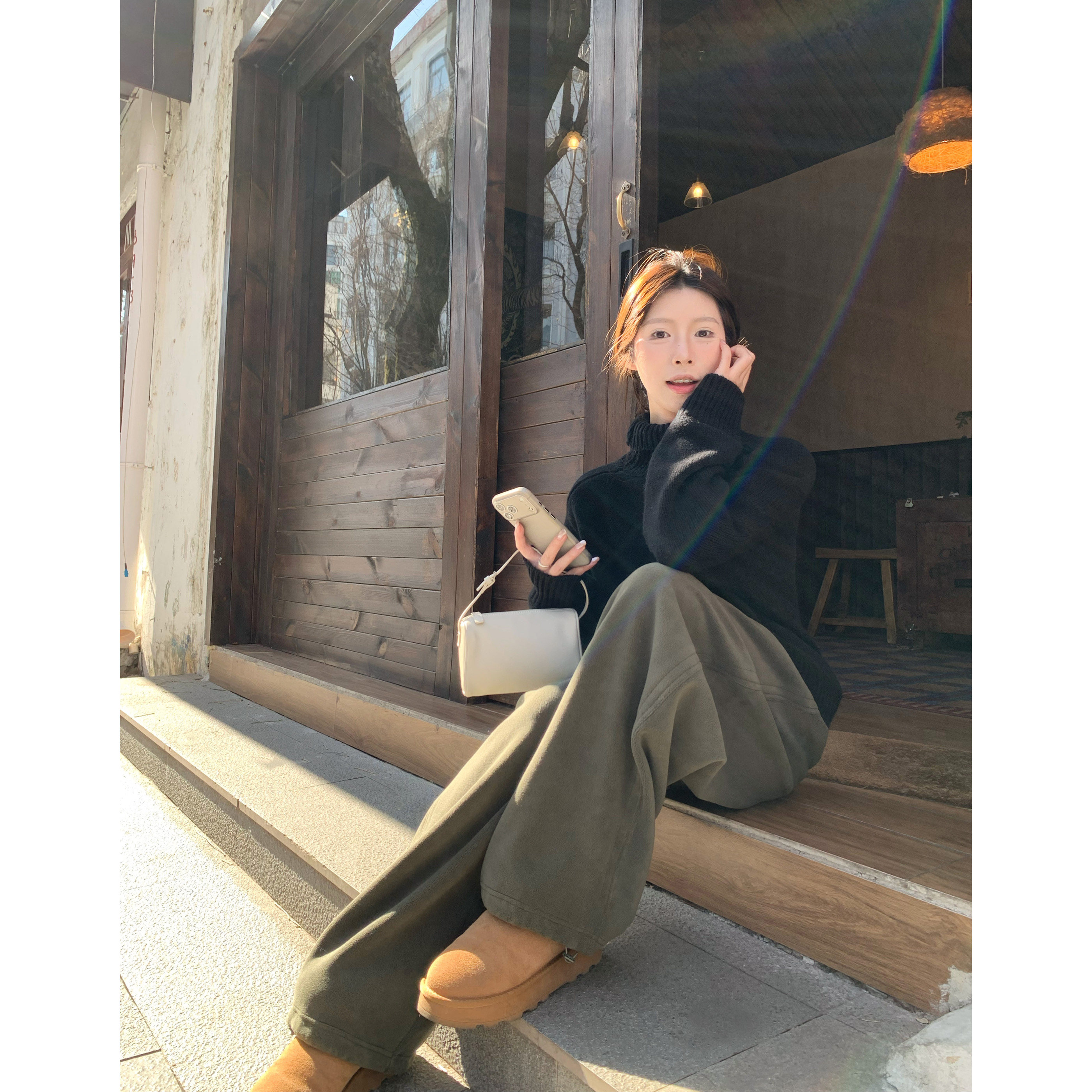 HVIVI 加绒束脚阔腿两穿卫裤女冬季新款松紧腰宽松直筒休闲运动裤,女装/女士精品,休闲裤,淘宝优惠券,粉丝福利购,淘宝优惠卷