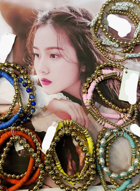 外贸饰品欧美单彩色软陶手链