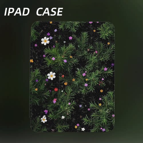原创氛围感花间草叶iPad2025新款11代苹果Air7防弯Y折ipad壳三折第9代平板壳11寸Pro亚克力适用mini7带笔槽