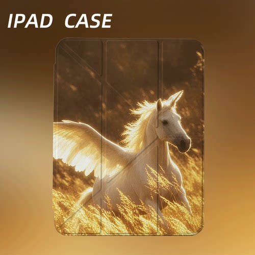 原创氛围感金野飞马iPad2025新款11代苹果Air7防弯Y折ipad壳三折第9代平板壳11寸Pro亚克力适用mini7带笔槽