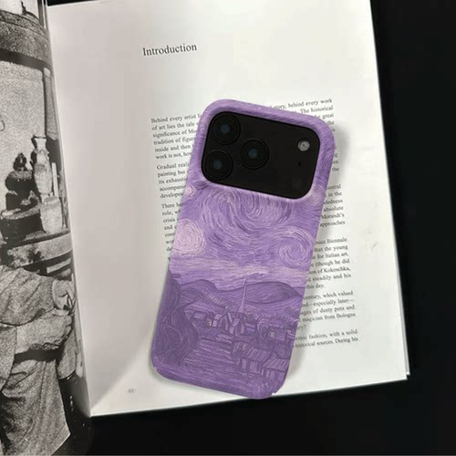 原创艺术紫夜星空iPhone17pro手机壳磁吸16p软壳亮面14半包壳苹果15promax全包磨砂硬壳适用三星s24S25