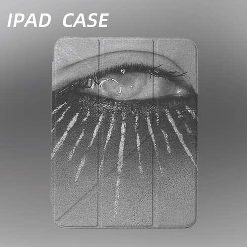 原创艺术放射眼眸iPad2025新款11代苹果Air7防弯Y折ipad壳三折第9代平板壳11寸Pro亚克力适用mini7带笔槽