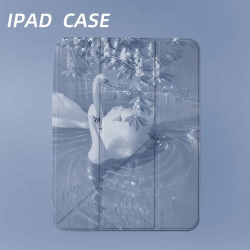 原创氛围感雾湖天鹅iPad2025新款11代苹果Air7防弯Y折ipad壳三折第9代平板壳11寸Pro亚克力适用mini7带笔槽