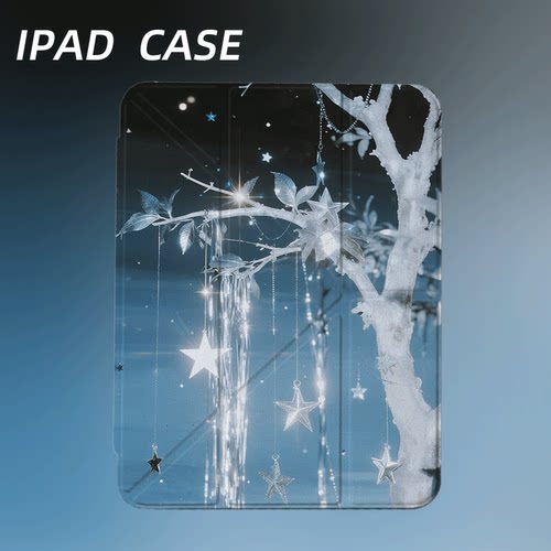 原创氛围感银树星挂iPad2025新款11代苹果Air7防弯Y折ipad壳三折第9代平板壳11寸Pro亚克力适用mini7带笔槽