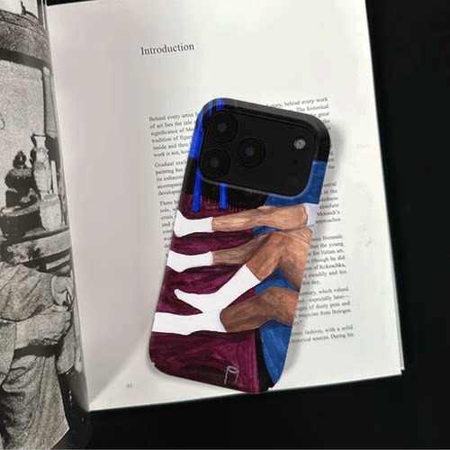 原创艺术白袜横卧iPhone17pro手机壳磁吸16p软壳亮面14半包壳苹果15promax全包磨砂硬壳适用三星s24S25