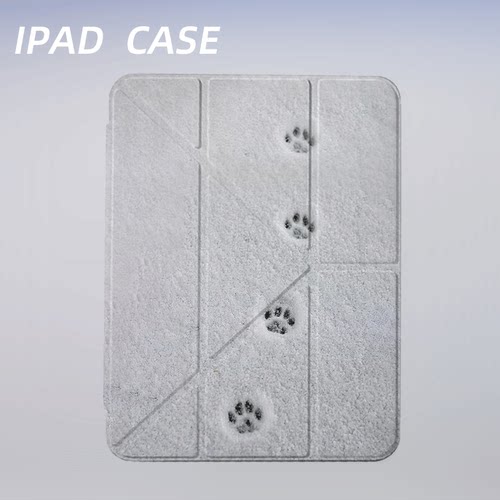 原创小众可爱雪地猫爪iPad2026新款11代苹果air8防弯Y折ipad壳三折第9代平板壳11寸Pro亚克力适用mini7带笔槽