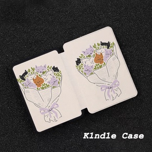 原创小猫花束适用kindle7代电子书保护套kpw123软壳958防摔带休眠