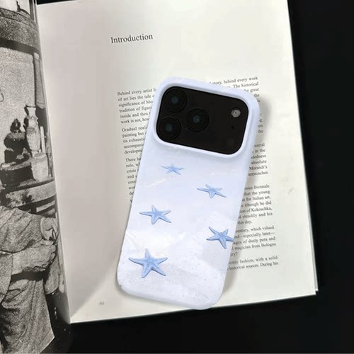 原创氛围感浅蓝海星iPhone17pro手机壳磁吸16p软壳亮面14半包壳苹果15promax全包磨砂硬壳适用三星s24S25