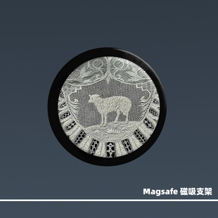 原创艺术小羊Magsafe磁吸手机气囊支架适用苹果吸附伸缩磨砂拆卸