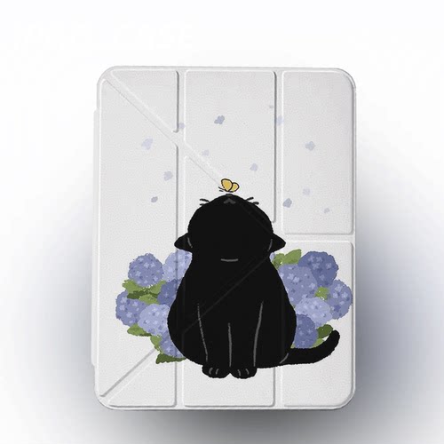 原创可爱蝶戏黑猫iPad2025新款11代苹果Air7防弯Y折ipad壳三折第9代平板壳11寸Pro亚克力适用mini7带笔槽