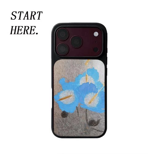原创艺术星蕊蓝花iPhone18pro手机壳磁吸17promax软壳16磨砂大孔壳苹果15pro艺术全包黑边软壳适用14p晶瓷