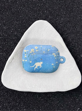 原创蓝梦小猫适用于airpods4代苹果耳机保护套airpodspro3/airpods3/2耳机保护壳亮面