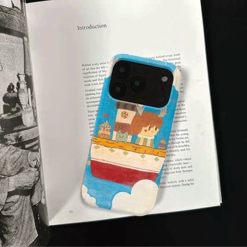原创复古云上航船iPhone18pro手机壳磁吸17p软壳亮面15半包壳苹果14promax全包磨砂硬壳适用三星s24S25