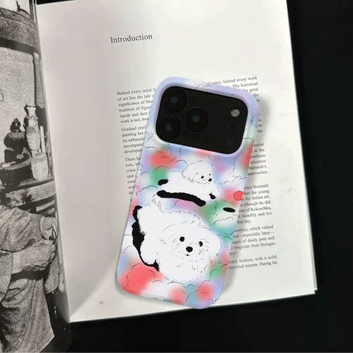 原创可爱彩云小狗iPhone17pro手机壳磁吸16p软壳亮面14半包壳苹果15promax全包磨砂硬壳适用三星s24S25