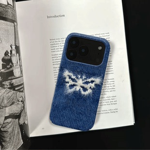 原创小众艺术毛线蝴蝶iPhone17pro手机壳磁吸16p软壳亮面14半包壳苹果15promax全包磨砂硬壳适用三星s24S25