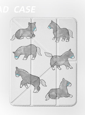 原创小众灰色小马iPad2025新款11代苹果Air7防弯Y折ipad壳三折第9代平板壳11寸Pro亚克力适用mini7带笔槽