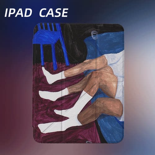 原创艺术白袜横卧iPad2025新款11代苹果Air7防弯Y折ipad壳三折第9代平板壳11寸Pro亚克力适用mini7带笔槽