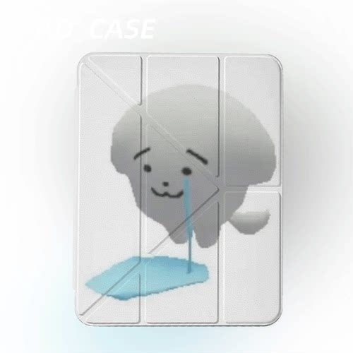 原创可爱哭脸小狗iPad2025新款11代苹果Air7防弯Y折ipad壳三折第9代平板壳11寸Pro亚克力适用mini7带笔槽