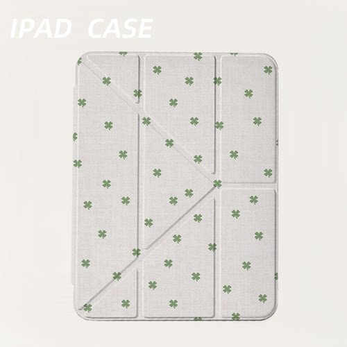 原创简约素底三叶iPad2025新款11代苹果Air7防弯Y折ipad壳三折第9代平板壳11寸Pro亚克力适用mini7带笔槽