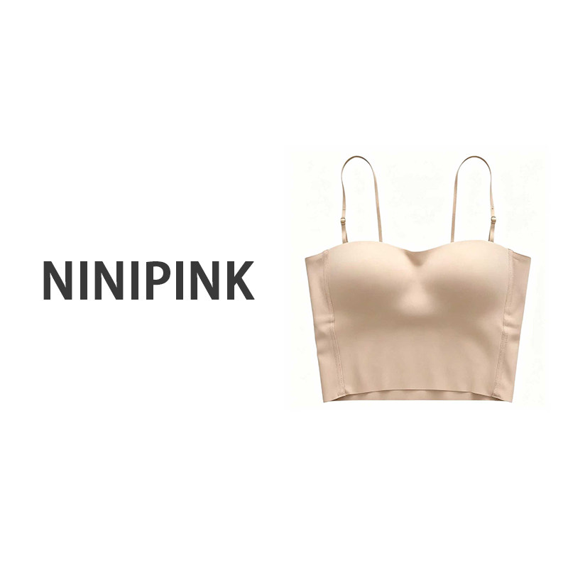 Ninipink庄不腻自制【粉底液吊带】无痕带胸垫亲肤内搭美背内衣