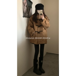 Ninipink庄不腻自制 高级感牛角扣澳毛双面呢子大衣厚外套 松露