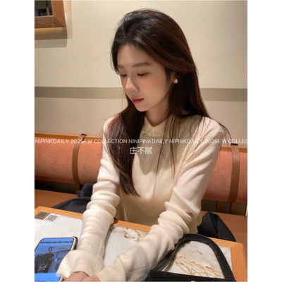 Ninipink自制气质polo领针织衫