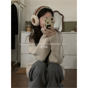 毛衣女百搭显瘦上衣 韩系软糯连帽长袖 Ninipink庄不腻自制 糯米