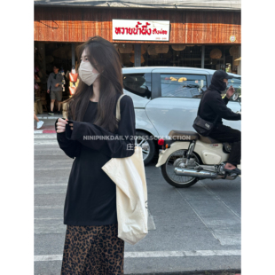 Ninipink庄不腻自制 慵懒基础宽松T恤百搭垂感休闲上衣 纸片tee