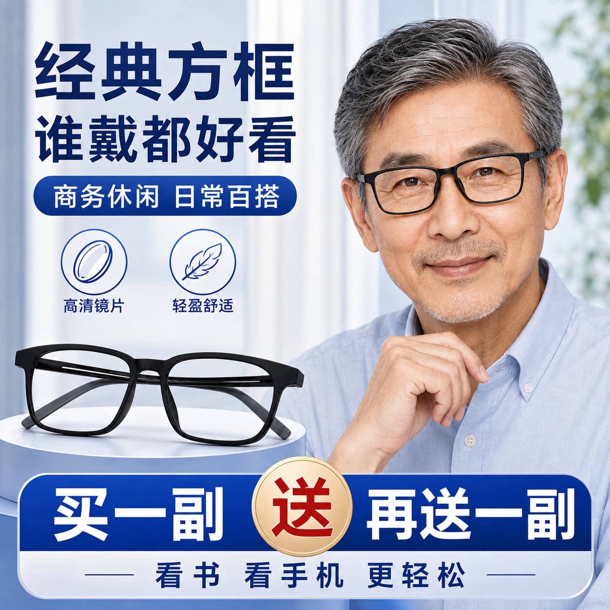 日本进口高清超轻新款老花眼镜