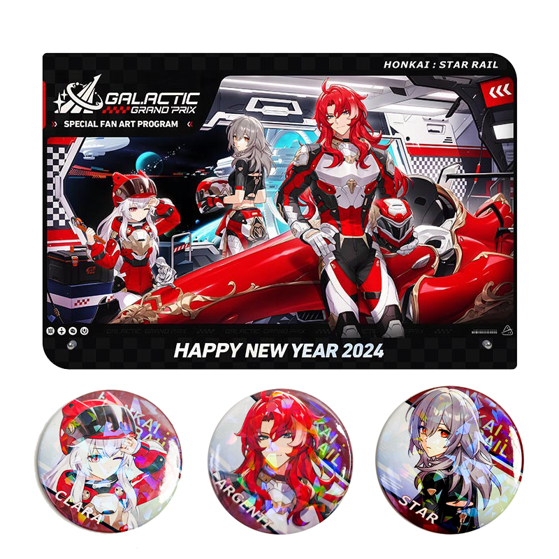 崩坏星穹铁道跨年周边赛车服银枝克拉拉星镭射吧唧徽章立牌大摆台