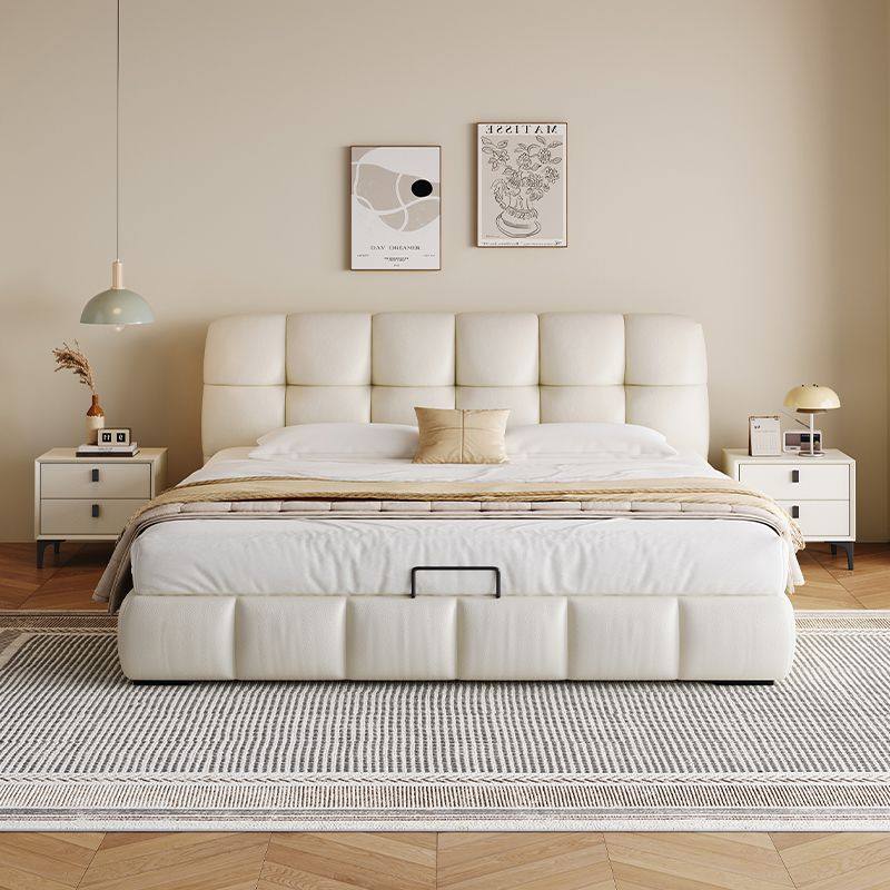 左已现代简约真皮床网红ins风1.5米主卧婚床双人卧室高端泡芙床