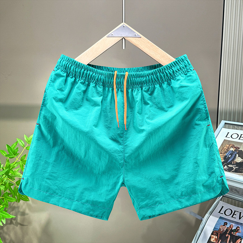 夏季薄款三分速干裤男沙滩休闲短裤纯色简约四分运动宽松3分裤潮
